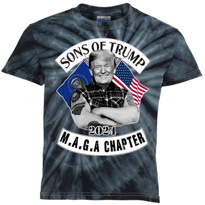 Sons Of Trump 2024 Biker Funny Kids Tie-Dye T-Shirt