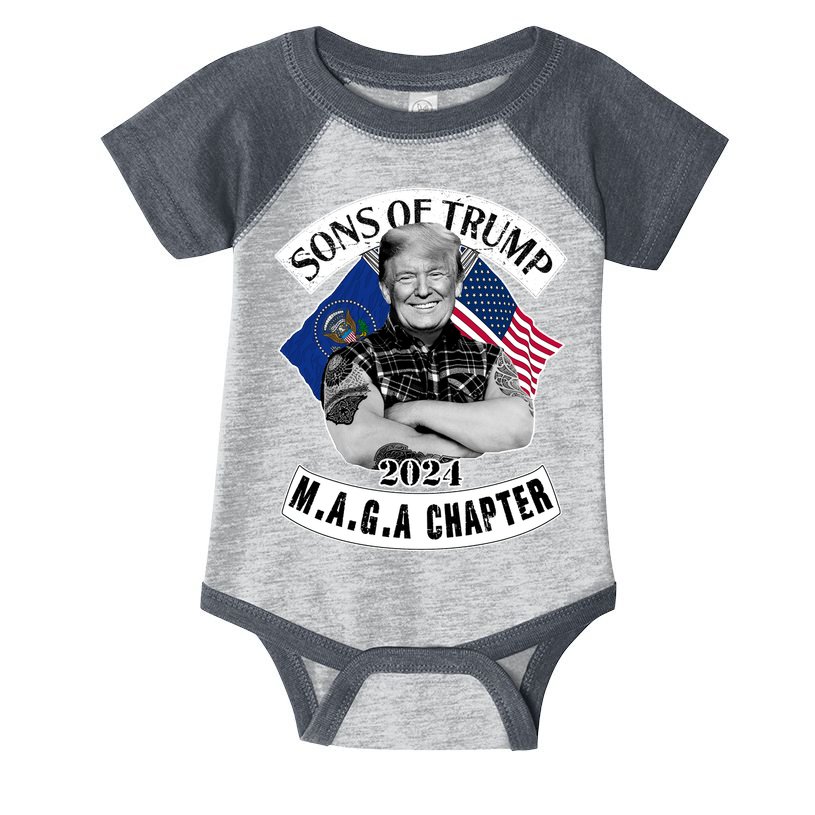 Sons Of Trump 2024 Biker Funny Infant Baby Jersey Bodysuit