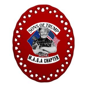 Sons Of Trump 2024 Biker Funny Ceramic Oval Ornament