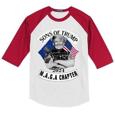 Sons Of Trump 2024 Biker Funny Kids Colorblock Raglan Jersey