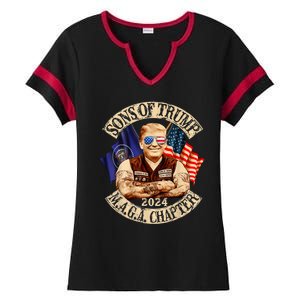 Sons Of Trump Maga Chapter 2024 Ladies Halftime Notch Neck Tee