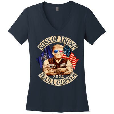 Sons Of Trump Maga Chapter 2024 Women's V-Neck T-Shirt