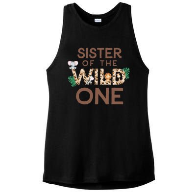 Sister Of The Wild One Animal Safari 1st Birthday Theme Ladies PosiCharge Tri-Blend Wicking Tank