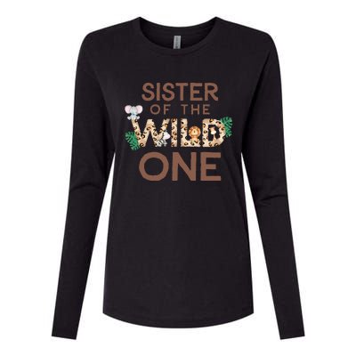 Sister Of The Wild One Animal Safari 1st Birthday Theme Womens Cotton Relaxed Long Sleeve T-Shirt