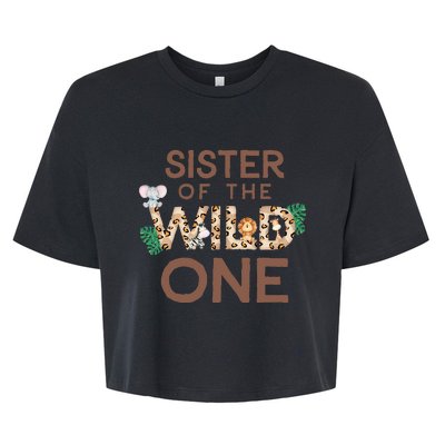 Sister Of The Wild One Animal Safari 1st Birthday Theme Bella+Canvas Jersey Crop Tee