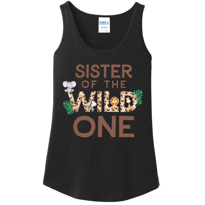 Sister Of The Wild One Animal Safari 1st Birthday Theme Ladies Essential Tank