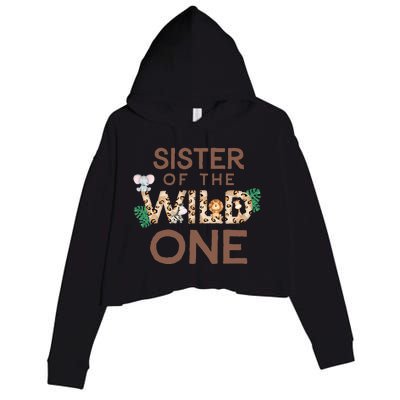 Sister Of The Wild One Animal Safari 1st Birthday Theme Crop Fleece Hoodie