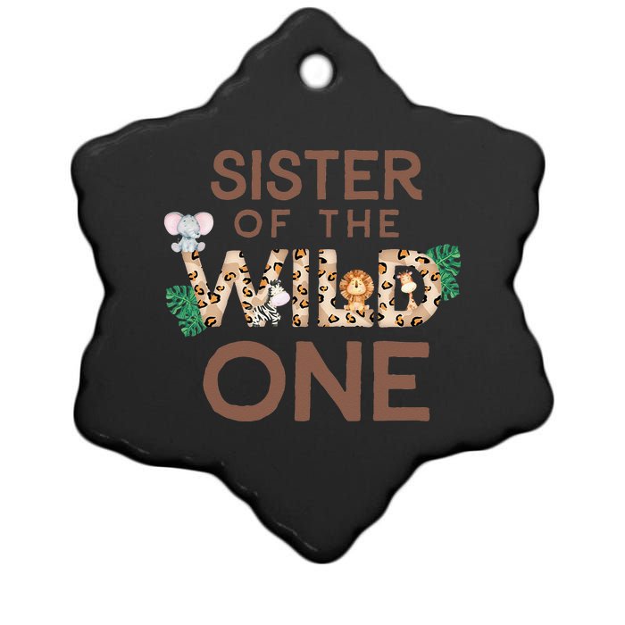 Sister Of The Wild One Animal Safari 1st Birthday Theme Ceramic Star Ornament