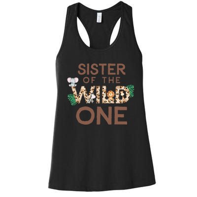 Sister Of The Wild One Animal Safari 1st Birthday Theme Women's Racerback Tank