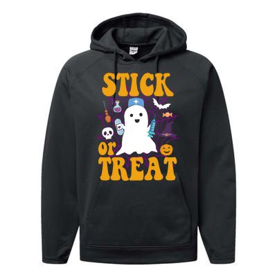 Stick Or Treat Halloween Nurse Ghost Performance Fleece Hoodie