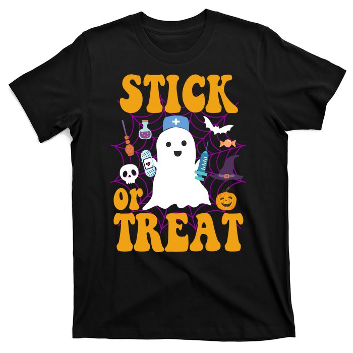 Stick Or Treat Halloween Nurse Ghost T-Shirt