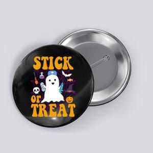 Stick Or Treat Halloween Nurse Ghost Button