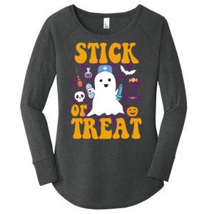 Stick Or Treat Halloween Nurse Ghost Women's Perfect Tri Tunic Long Sleeve Shirt