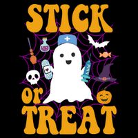 Stick Or Treat Halloween Nurse Ghost Flatbill Hat