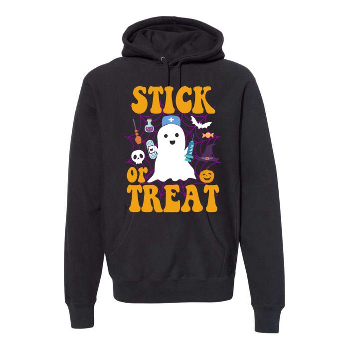 Stick Or Treat Halloween Nurse Ghost Premium Hoodie