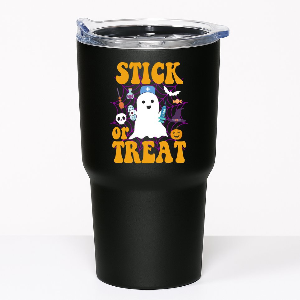 Stick Or Treat Halloween Nurse Ghost Tumbler