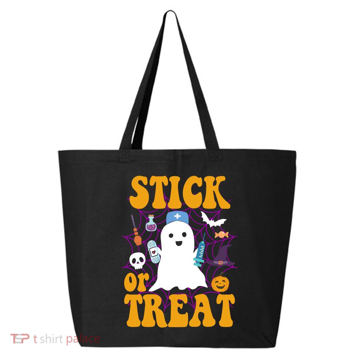 Stick Or Treat Halloween Nurse Ghost 25L Jumbo Tote