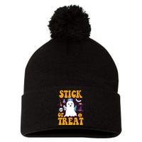 Stick Or Treat Halloween Nurse Ghost Pom Pom 12in Knit Beanie