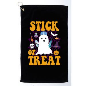 Stick Or Treat Halloween Nurse Ghost Platinum Collection Golf Towel