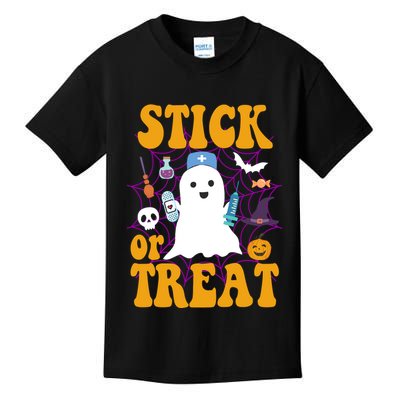 Stick Or Treat Halloween Nurse Ghost Kids T-Shirt