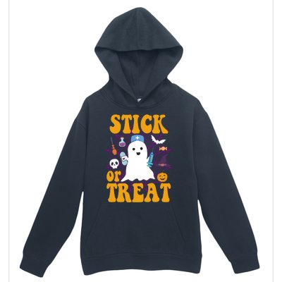 Stick Or Treat Halloween Nurse Ghost Urban Pullover Hoodie