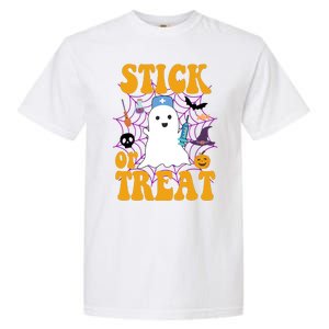 Stick Or Treat Halloween Nurse Ghost Garment-Dyed Heavyweight T-Shirt