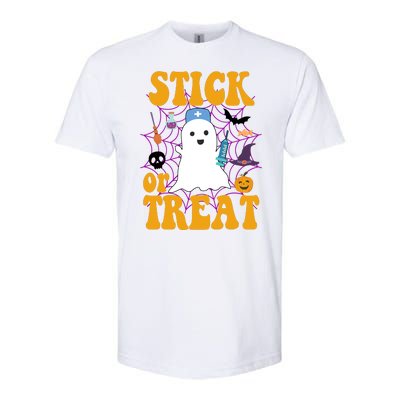 Stick Or Treat Halloween Nurse Ghost Softstyle® CVC T-Shirt