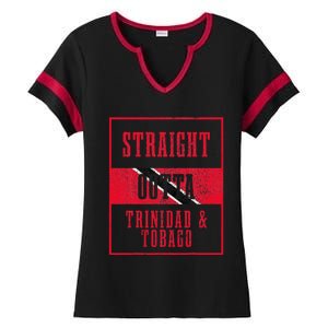 Straight Outta Trinidad & Tobago Trinidadian Flag Pride Ladies Halftime Notch Neck Tee