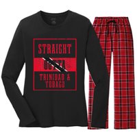 Straight Outta Trinidad & Tobago Trinidadian Flag Pride Women's Long Sleeve Flannel Pajama Set 