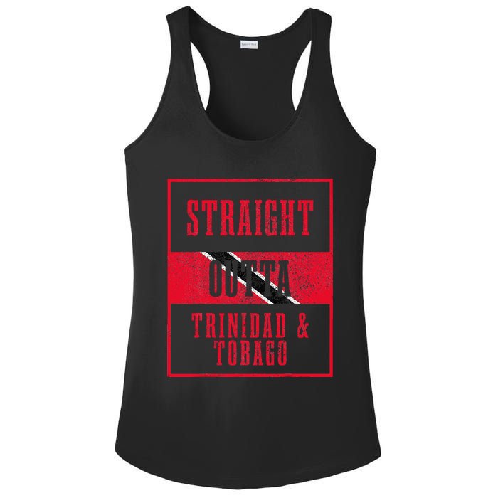 Straight Outta Trinidad & Tobago Trinidadian Flag Pride Ladies PosiCharge Competitor Racerback Tank