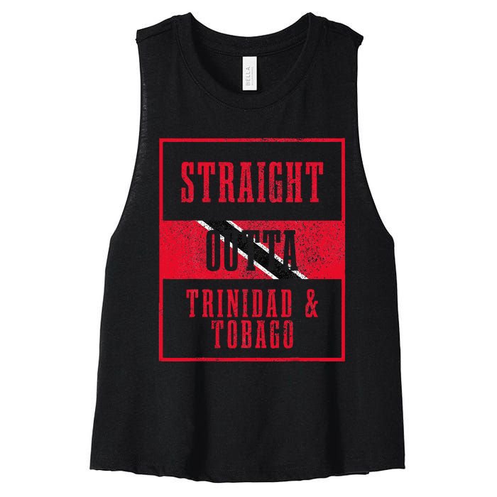 Straight Outta Trinidad & Tobago Trinidadian Flag Pride Women's Racerback Cropped Tank