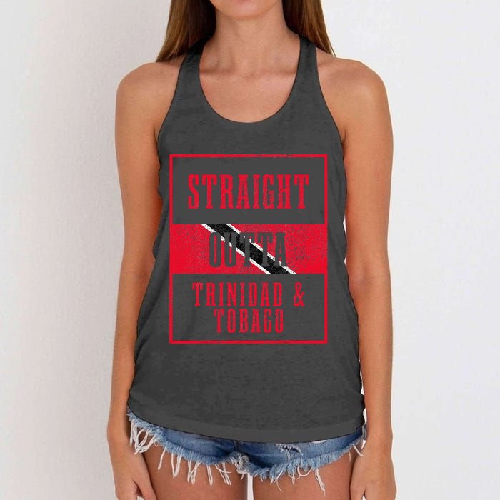 Straight Outta Trinidad & Tobago Trinidadian Flag Pride Women's Knotted Racerback Tank