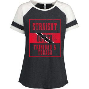 Straight Outta Trinidad & Tobago Trinidadian Flag Pride Enza Ladies Jersey Colorblock Tee