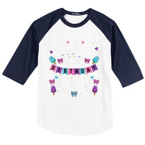 Sister Of The Birthday Sweetie Ice Cream Bday Party Sis Baseball Sleeve Shirt