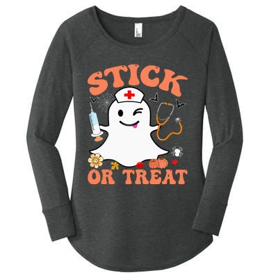 Stick Or Treat Nurse Funny Halloween Costume Women's Perfect Tri Tunic Long Sleeve Shirt