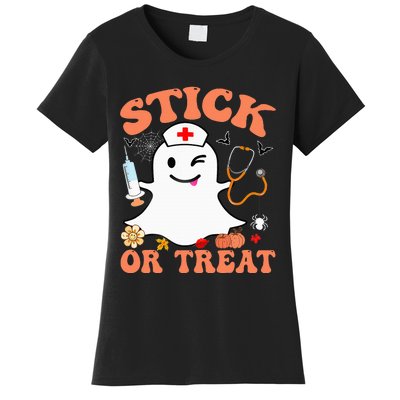 Stick Or Treat Nurse Funny Halloween Costume Women's T-Shirt