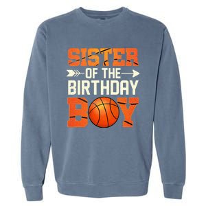 Sister Of The Birthday Basketball Mother Mom Funny Garment-Dyed Sweatshirt