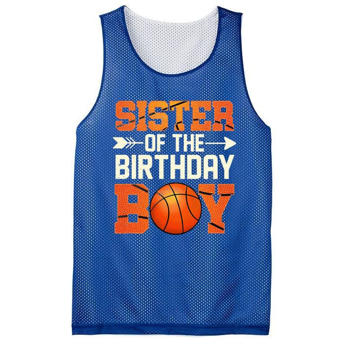 Sister Of The Birthday Basketball Mother Mom Funny Mesh Reversible Basketball Jersey Tank