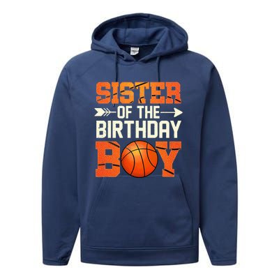 Sister Of The Birthday Basketball Mother Mom Funny Performance Fleece Hoodie