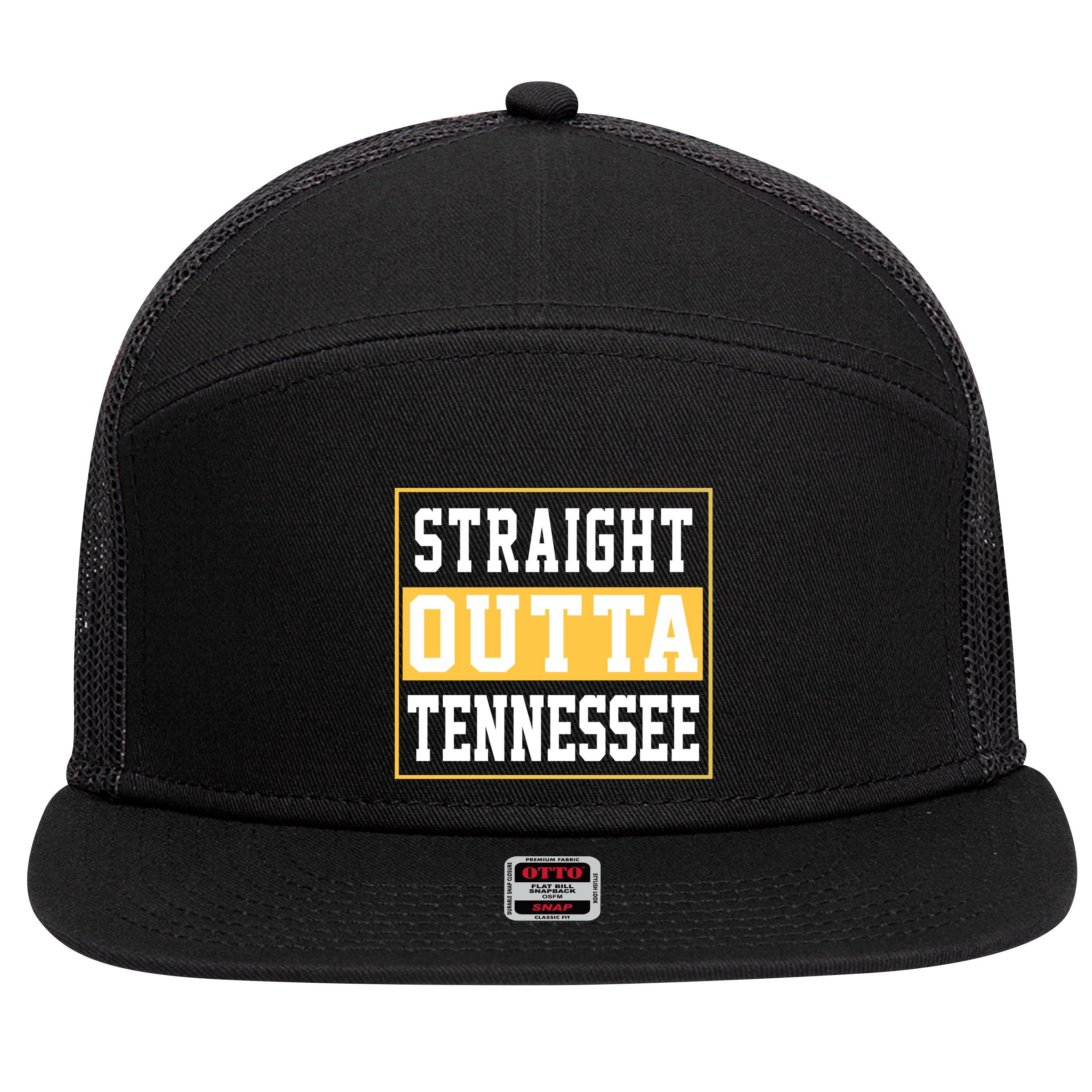 Straight Outta Tennessee 7 Panel Mesh Trucker Snapback Hat