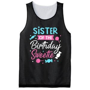 Sister Of The Birthday Sweetie Candy Bday Party Sis Mesh Reversible Basketball Jersey Tank