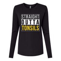 Straight Outta Tonsils Funny Recovery Get Well Joke Gifts Womens Cotton Relaxed Long Sleeve T-Shirt