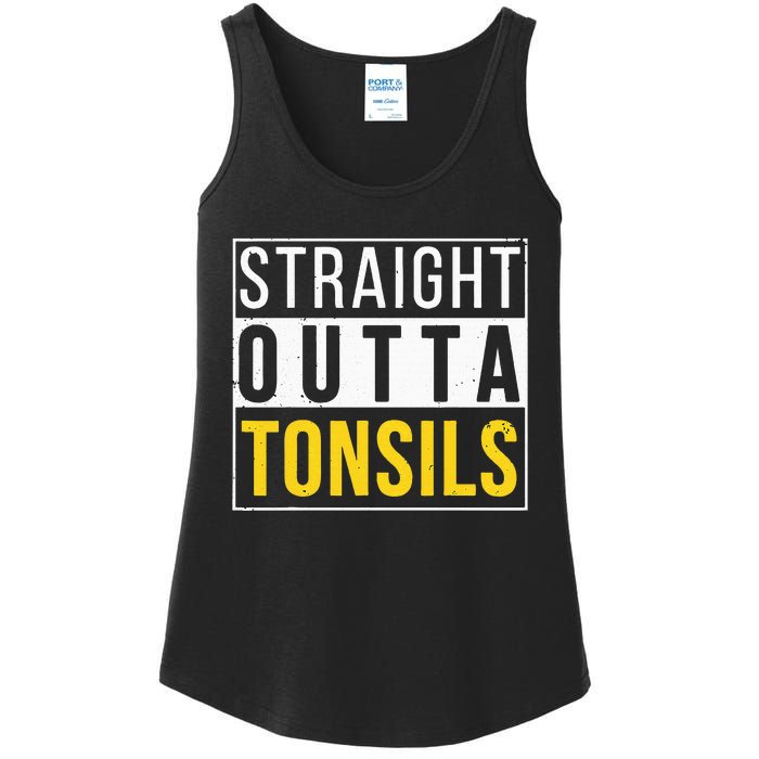 Straight Outta Tonsils Funny Recovery Get Well Joke Gifts Ladies Essential Tank