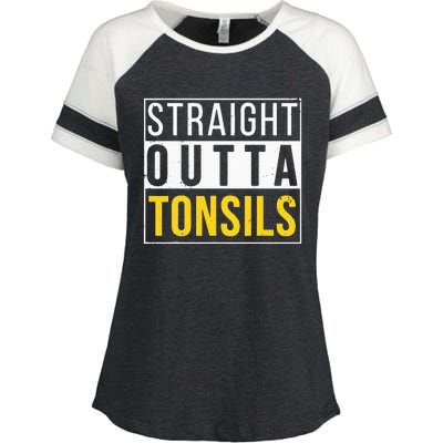 Straight Outta Tonsils Funny Recovery Get Well Joke Gifts Enza Ladies Jersey Colorblock Tee