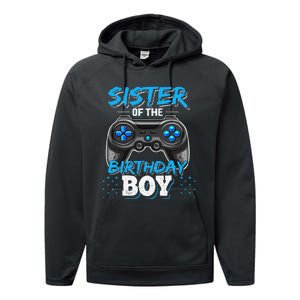 Sister of the Birthday Matching Video Game Birthday Gift Performance Fleece Hoodie