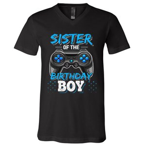 Sister of the Birthday Matching Video Game Birthday Gift V-Neck T-Shirt