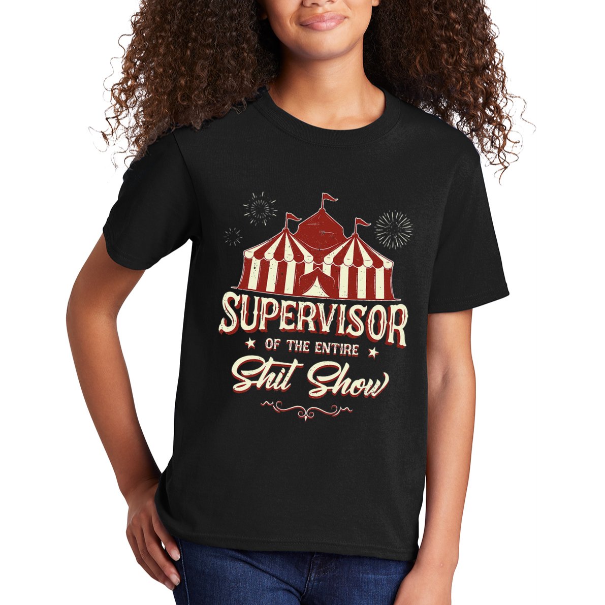Supervisor Of The Entire Shit Show Funny Circus Boss Kids T-Shirt