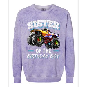 Sister of the Birthday Monster Truck Birthday Party Colorblast Crewneck Sweatshirt