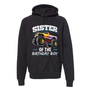 Sister of the Birthday Monster Truck Birthday Party Premium Hoodie