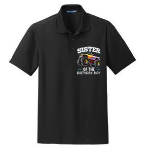 Sister of the Birthday Monster Truck Birthday Party Dry Zone Grid Polo